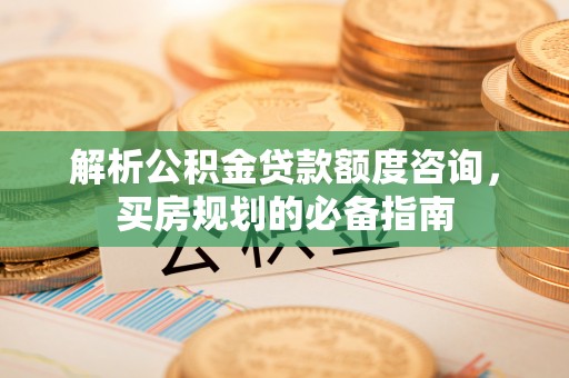 平果解析公积金贷款额度咨询，买房规划的必备指南