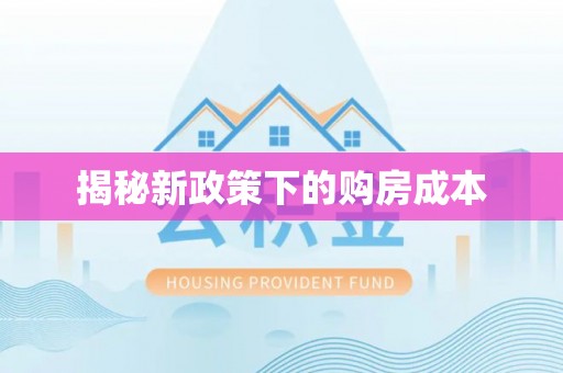 平果揭秘新政策下的购房成本